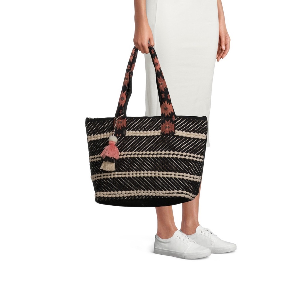 Twig & Arrow Woven Striped Tote Bag